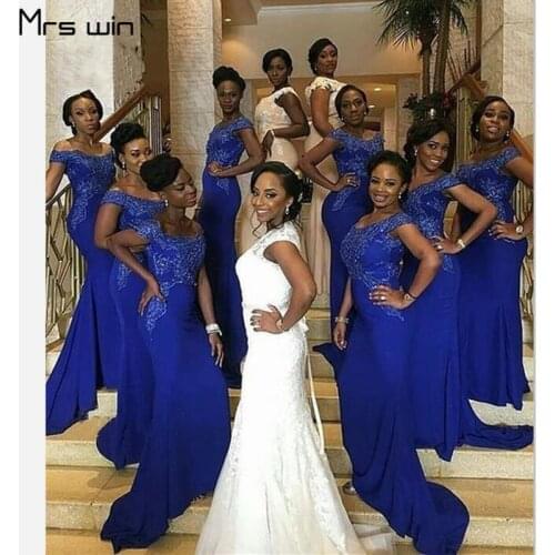 Mrs Win Bridesmaid Dresses Lace Beads Off Shoulder Women Wedding Party Dresses HR150 Under 50 Mermaid Long Vestido Madrinha 2020