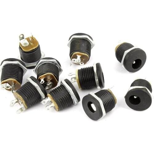 10 Pcs 3-terminal Soldering 2.1mm x 5.5mm Female Power Jack DC Socket
