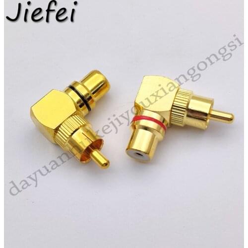 1000pcs Gold-plated Brass RCA right angle connector plug adapters male to female 90 degree New