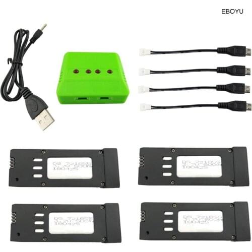 4pcs* 3.7V 500mah Lithium Battery+ 1to4 Balance Charger for E58 S168 JY019 GD88 L800 Foldable RC Quadcopter WiFi FPV Drone