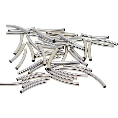 50 Pieces 30 X 3 mm Long Curved Noodle Tube Spacer Beads for DIY Crafts Pendants Bracelets Necklaces