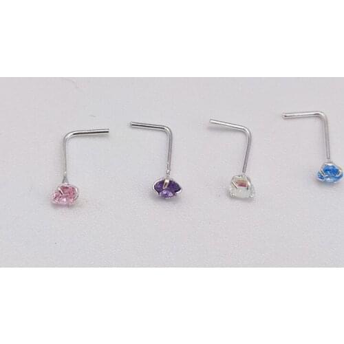 925 sterling silver 3mm Nose Stud L shape nose piercing nariz body jewelry 20pcs/pack