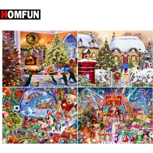 HOMFUN Diamond painting "Christmas present" Full Square/Round Drill Wall Decor Inlaid Resin Embroidery Craft Cross stitch