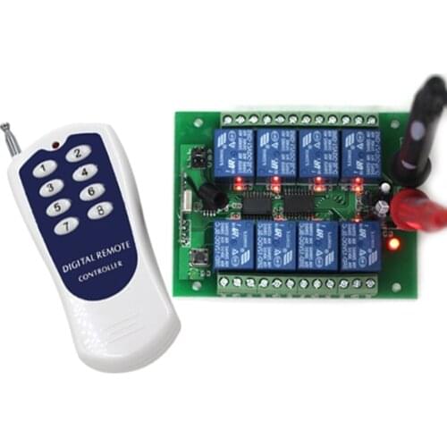 12 Channels Wireless ON/OFF Home Light Lamp Switch Remote 12V 12CH Receiver with LED Indicator 1Transmitter+1Receiver SKU: 5167