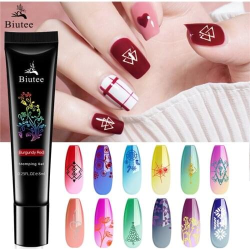 Biutee Nail Stamping Gel Polish Stamp Templates Print Oil UV Gel Varnish Soak Off 8ML For Nails Art Stamping Plate Nail Art Tool