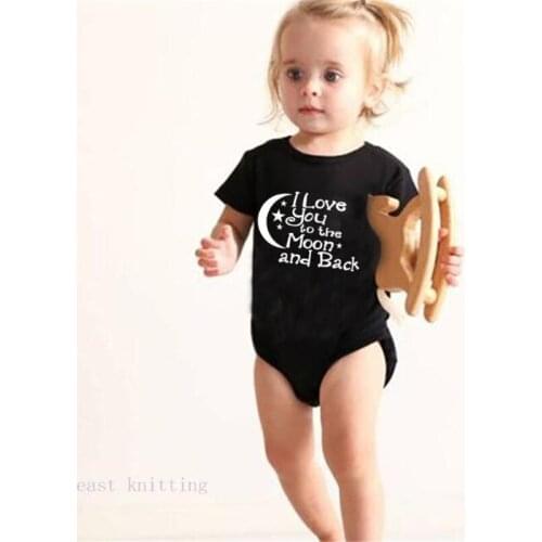 Baby Bodysuit Boys Girls Clothing I Love You To The Moon And Back Black Newborn Baby Playsuits Clothes Bodysuits 0-24 M