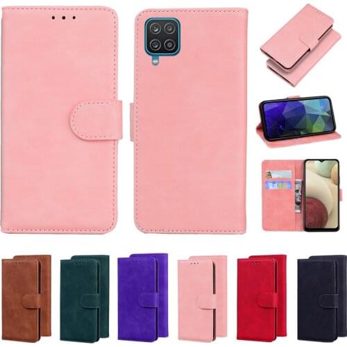 A12 5G Solid Color Skin Feeling Leather Phone Case For Samsung A 12 A32 A42 Magnetic Flip Wallet Phone Bags Coque A 42 A12 Capa