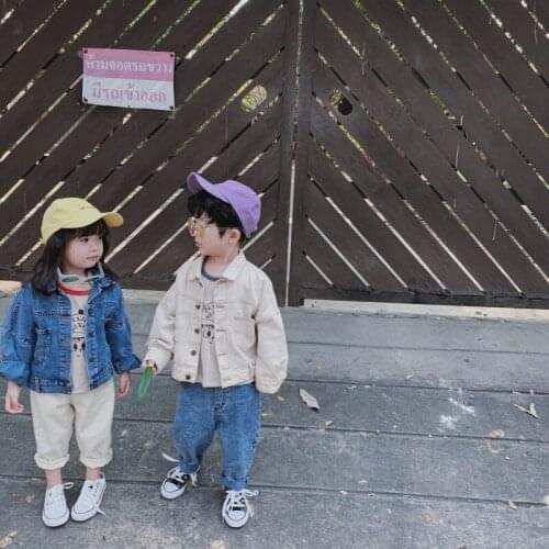 Toddler Kids Jackets Fashion Korean Lapel Denim Jacket For Girls Kids Clothing Spring Autumn Boys Outwear Children Baby Coats