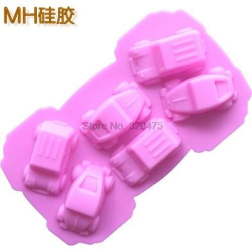 By dhl 200pcs practical 6 Cavity Silicone Mold For Chocolate Jelly Pudding Handmade Soap Mold Cake Decorating Tool Car Design