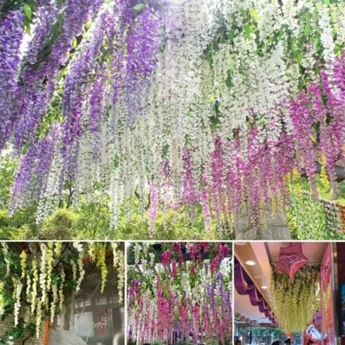 Wisteria Artificial Flower Wreath Hanging On The Wedding Garden Outdoor Greening DIY Party Home Garden Decoration Garland Wall