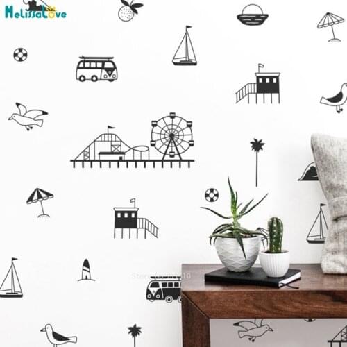 California Coast Wall Decals Lovely Children Room Decals Nursery Decor For Kids Gift Removable Beach Murals YT5054