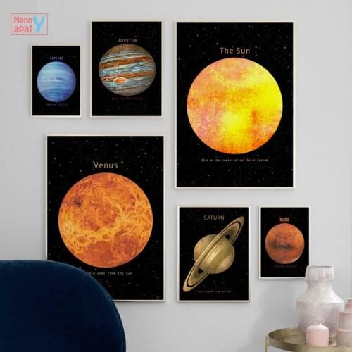Planet Canvas Painting Space Solar System Galaxy Wall Art Posters And Prints Nordic Home Decor HD Print Picture For Living Room