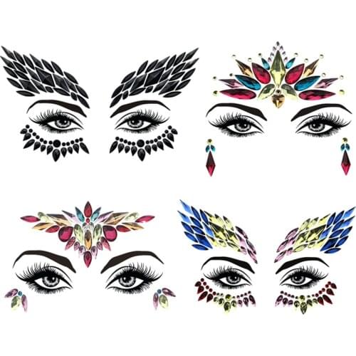 Adhesive Face Gems Rhinestone Temporary Tattoo Jewels Festival Party Body Glitter Flash Temporary Tattoos Stickers Makeup Set