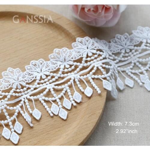 1yard Width:7.3cm Water-Soluble Lace Trim Ivory White Laces for Scrapbooking Curtain Table Cloth Sewing Accessories(ss-2380)