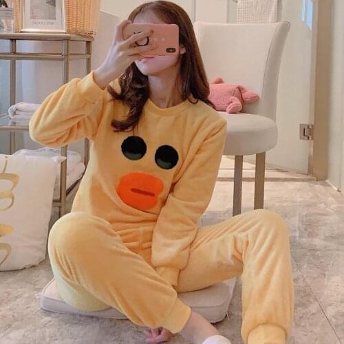 Cute Flannel Thickening Pajamas Pyjama Women Pijama Mujer Sleepwear Winter Pijamas Entero Pajama Set Pyjamas Feminino Pyjama