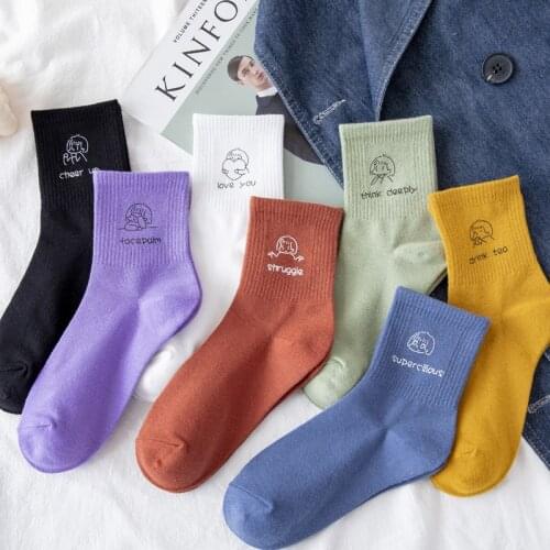 Harajuku kawaii casual womens socks cute design abstract socks korean style oil painting creative art sokken