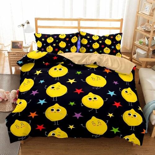 Cute Lemon Baby Little Star Comforter Bedding Sets Kids Bedspreads Microfiber Duvet Cover Single Double Queen Home Bed Quilt Set