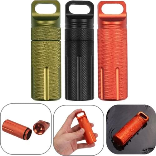 Mini New Aluminium Alloy Waterproof Capsule Seal Bottle Outdoor Survival Pill Box Container Capsule Pill Bottle Tank EDC Tool