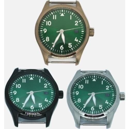 New Watch Part Stainless Steel Solid Case Back 44mm Case Add Luminous Dial And Hands Mineral Glass Fit NH35 Automatic Movement