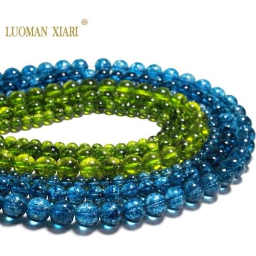 Wholesale Olivine color Crystal & Deep Blue Crystal Round Stone Beads For Jewelry Making DIY Bracelet Necklace 6/8/10 mm