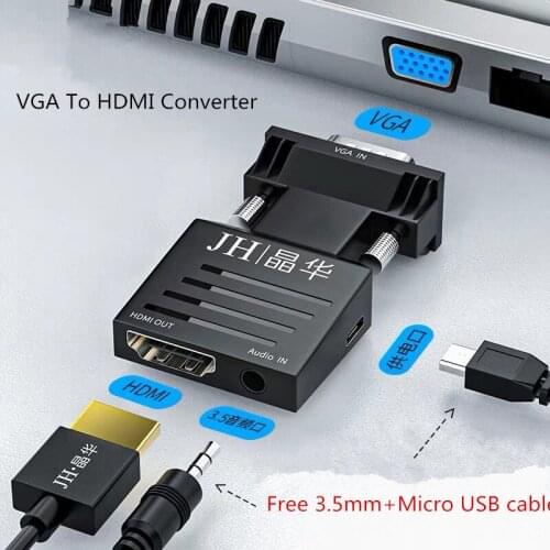 VGA To HDMI Cable HUB Converter 1 to 3 With Audio 3.5mm+Micro USB Power supply interface Adapter For HDTV Projectors Monitor PS3