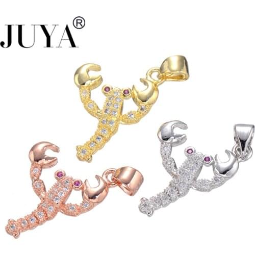 Lovely Crayfish Charms For Jewelry Making Micro Pave Zircon Rhinestone Pendants For DIY Necklace Jewellery Craft breloque bedels