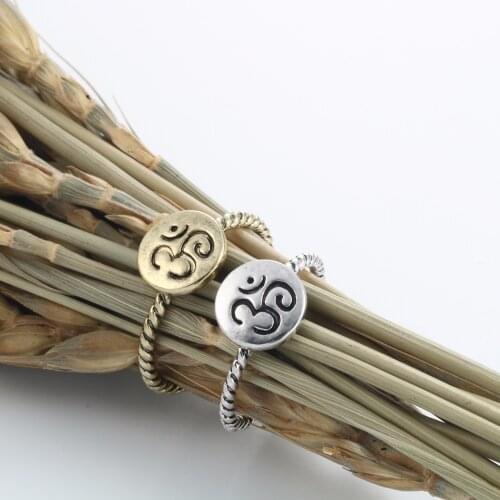 QIMING Fashion Gold Om Ring Yoga Rings Women Female Meditation Ring Fashion Men Gift Midi Rings