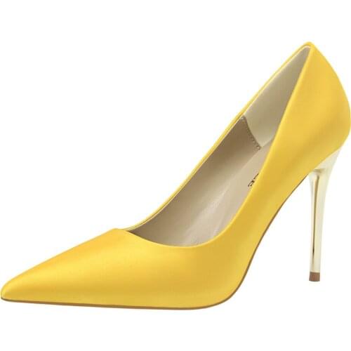 Plus Size 43 Silk Shoes Women 10cm High Heels Women Pumps for Ladies Office Party Stiletto Female Dress Footwear 12 Color