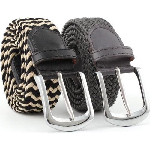 2021 new Bauhinia mens and womens all-match universal belt woven stretch student canvas pin buckle belt