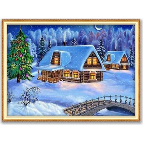 Christmas Ball With Snow DIY 11CT Cross Stitch Embroidery Kits Craft Needlework Set Printed Canvas Cotton Thread Home Decoration