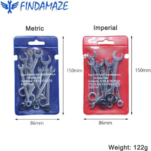 Hand Tools 10pcs Mini Plum Blossom Open End Wrench Set, Key Ring Explosion-proof Pocket Inch/metric Dual-use Repair Combination