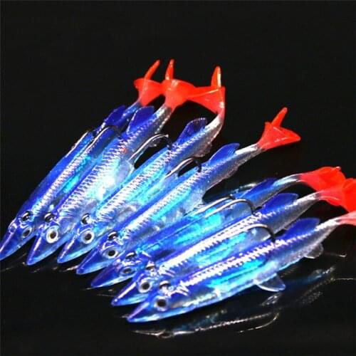 Outdoor fishing luya fish-shaped lead hook bionic bait, ocean lake stream luya bait, bright color 3D eyes
