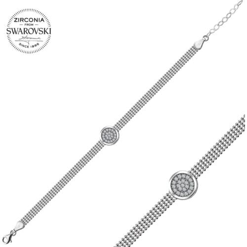 Silverlina Silver Swarovski Zirconia Cubic Zirconia Round Bracelet