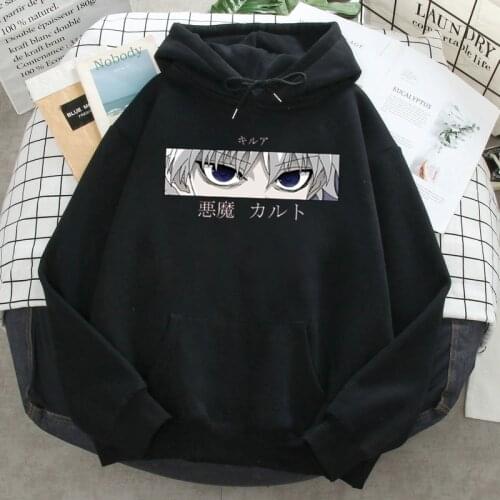 HunterxHunter KILLUA Eyes Plus Velvet Sweatshirts Mens Harajuku Hooded 2021 Anime Pullover Fashion Clothes Full Sleeve Hoodies