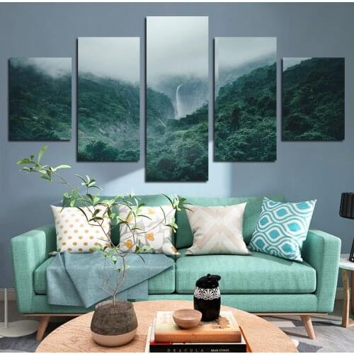 High Definition Modern Art Poster Mountain Forest Scenery Mural Mural Canvas Painting 5 Pcs/Set Oil Painting Home Decor No Frame