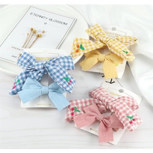 1/2pcs Plaid Bowknot Hair Clips Classic Pretty Hairpins Fashion Hair Accessories Baby Girls Headwear Barrette for Kids Children