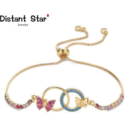 Womens gold rainbow circle bracelets&bangles jewelry cz zircon snake chain bracelet adjustable chain bracelet accessory femme