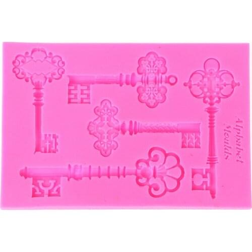 1pcs Retro key chocolate Party cake decorating tools DIY baking fondant silicone mold F0420
