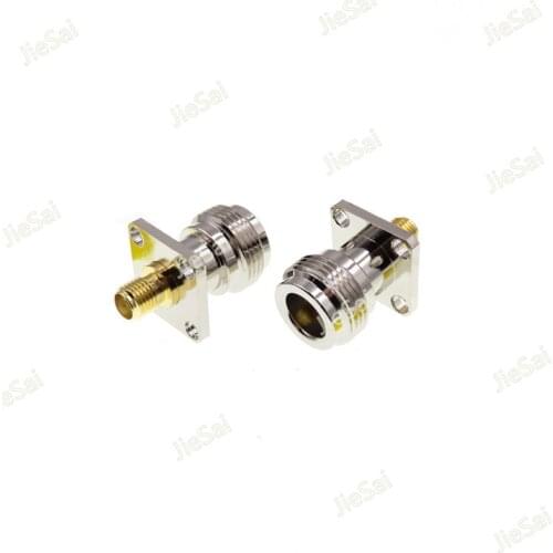 2pcs RF Connector Converter N/SMA-KKF N Type Famale Head Turn to SMA Famale Head Plug Adaptor with 17.5mm Flange Pure Copper