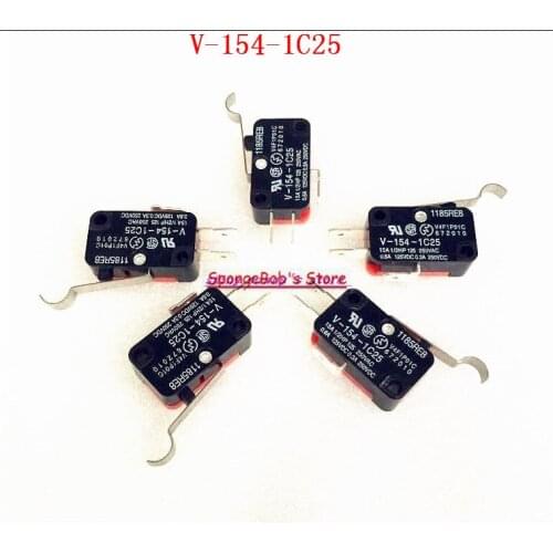 20pcs/Lot V-154-1C25 Micro Limit Switch R Hooked Lever Arm 15A 250VAC SPDT NO NC Snap Action