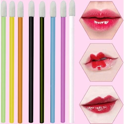 50pcs Disposable Makeup Lip Brush Cleaner Applicators Lip Brush Stick Makeup Brushes Cleaning Tool for Cosmetic Lipstick Wand