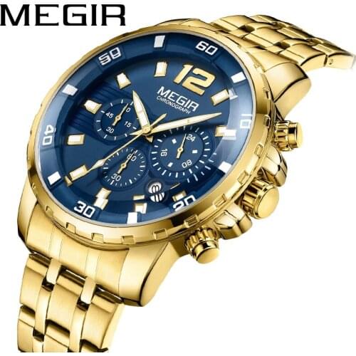 MEGIR Chronograph Quartz Watch Men Army Military Top Brand Luxury Mens Watches Clock Male Wristwatch Business Relogio Masculino