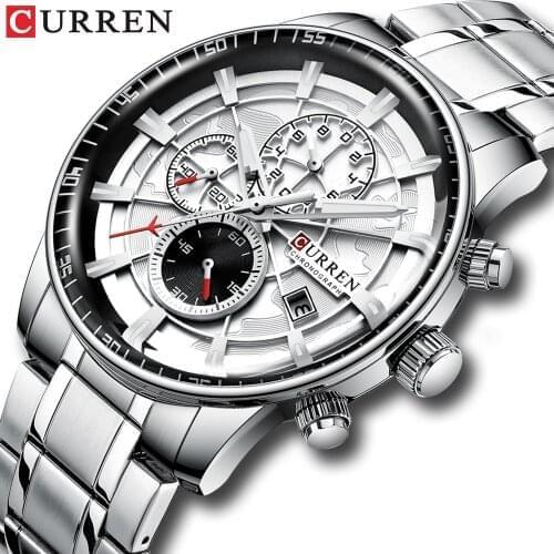 CURREN Brand Men Sport Watches Causal Stainless Steel Band Wristwatch Chronograph Auto Date Clock Male Relogio Masculino