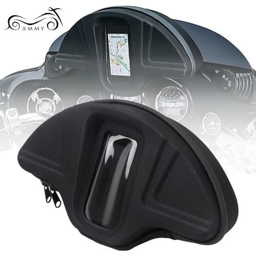 Black Motorcycle Single Pocket Windshield Bag Smartphones For Harley 1996-2013 Batwing Touring Electra Glide