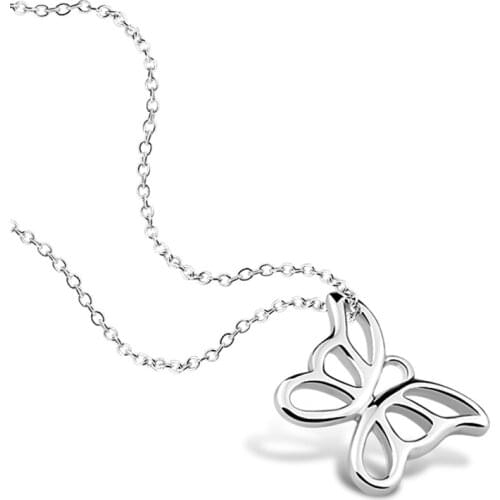 Pure Silver 925 Necklaces For Women Butterfly Pendant & Necklace Chain Collier Choker Trendy Jewelry Accesories Party Gifts