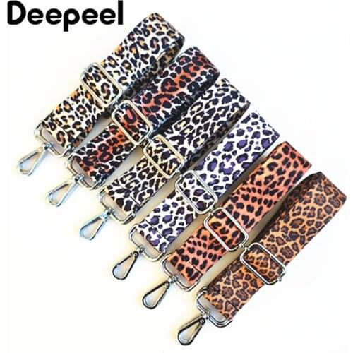 Deepeel 3.8*130cm Color Leopard Bag Strap with Metal Buckle Shoulder Bag Crossbody Adjustable Wide Strap Handle DIY Accessories
