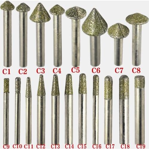 1pc cnc router Electroplated diamond stone carving tool stone engraving machine cutter stone cutting bits