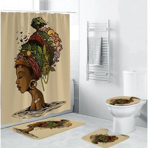 And 4Pcs/Set of American And European Girls Anti-Slip Bathroom Rugs as Showers Curtain Toilet Cover Bath Mat Home Decoration