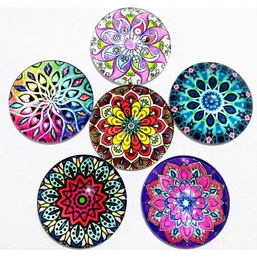 Jinagzimei 10pcs New styles Mandala Bandanna Tree of life Glass cabochon 20mm DIY Bracelet Necklace Earrings keychain making