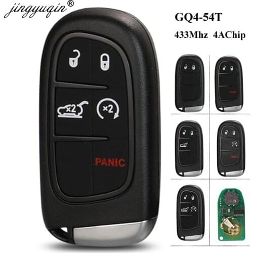 Jingyuqin KeylessGo 433Mhz Hitag-AES 4A Chip 2/3/4/5 BTN Remote Smart Key for Jeep Cherokee Durango Chrysler GQ4-54T